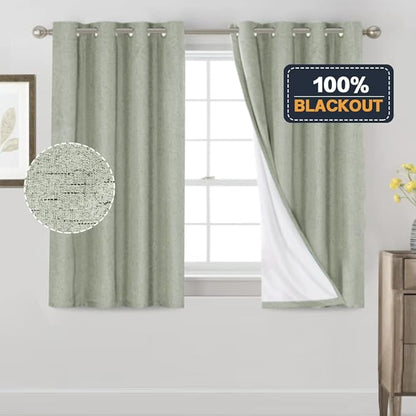 PrinceDeco Sage 100% Blackout Curtains 54" Long Blackout Curtains - Image 6