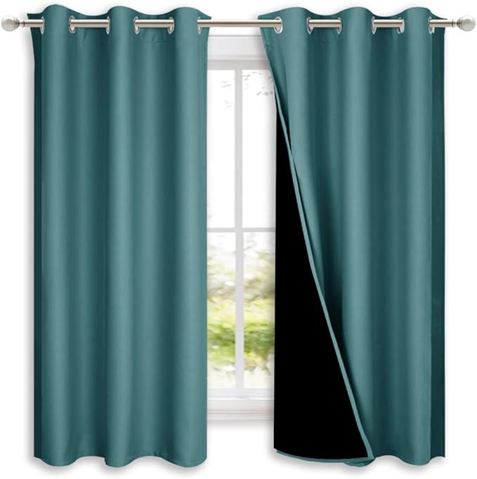 NICETOWN 100% Blackout Curtain Panels, Thermal Insulated Black Liner Curtains by NICETOWN