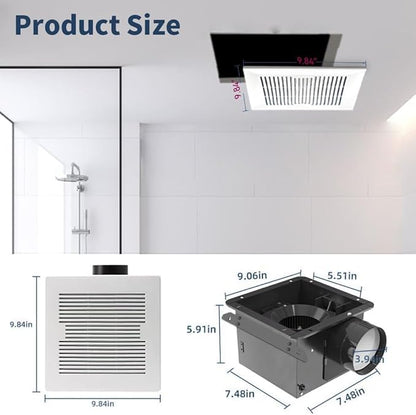 Bathroom Exhaust Fan 88CFM 1.0 Sone, Ultra-quiet Bathroom Vent Fan System - Image 2