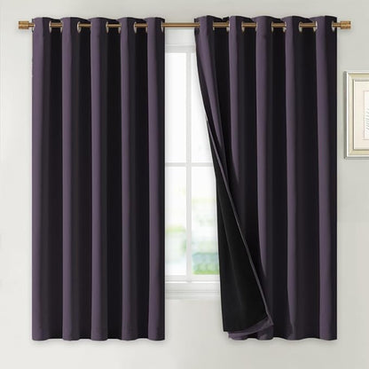 NICETOWN 100% Blackout Lined Curtains, 1 Pair, 2 Thick Layers Completely by NICETOWN