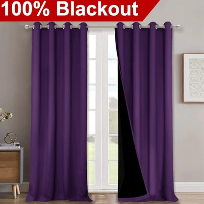 NICETOWN Full Shading Curtains 90 inches Long 2 Panels Set - Image 2