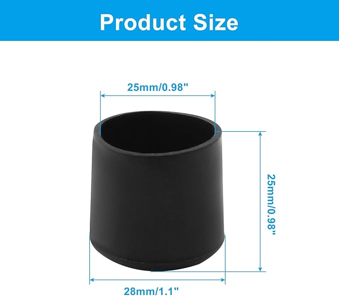 32Pcs Round Rubber Furniture Leg Caps, 1 Inch Black Table Chair Leg Tips Caps - Image 2