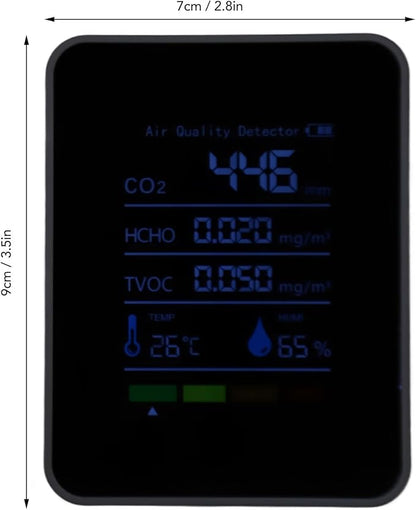 5-in-1 CO2 Detector Carbon Dioxide Monitor Battery Operated Indoor Air Quality - Image 2