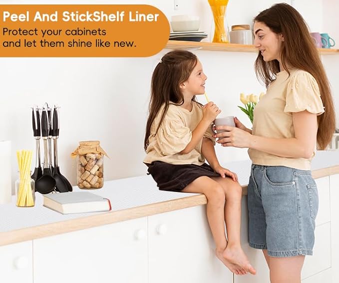 Wide White Shelf Liner Roll, Peel and Stick Non Slip Cabinet Liner 13.8" x 13 FT - Image 8
