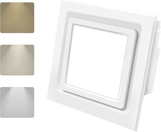 Bathroom Ventilation Fan with Light, With light color controller, 12W Square by POWERENG
