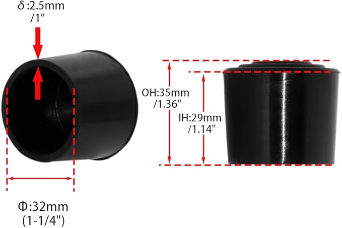 Flyshop 1-1/4", 32 mm, Patio Round Chair Leg Caps, Furniture Table Feet Covers - Image 2