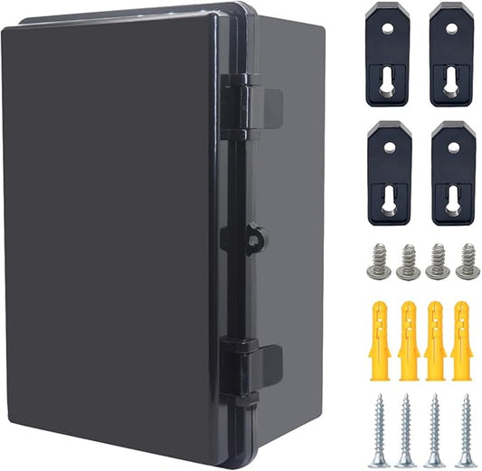 Junction Box, Hinged Black Cover IP67 Waterproof ABS Project Box by Otdorpatio