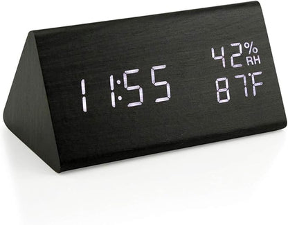 OCT17 Wooden Alarm Clock, Smart LED Digital Clock by OCT17