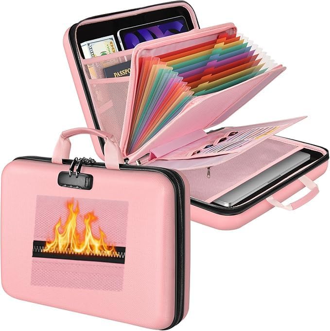 Fireproof Document Organizer Bag, 5200℉ File Organizer Safe Box, Hard Shell - Image 4