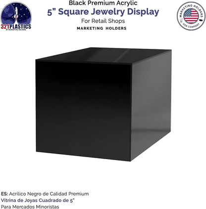 4 Pack 5 Inch Acrylic Display Riser Box No Lid Black Square Retail Product - Image 3