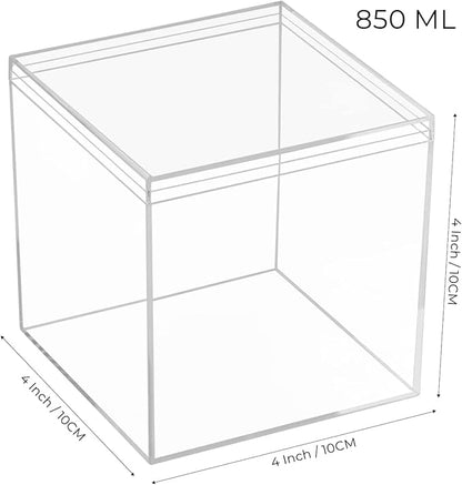 Large Acrylic Box with Lid 4 Pieces Clear Display Box Plastic Square Cube - Image 2