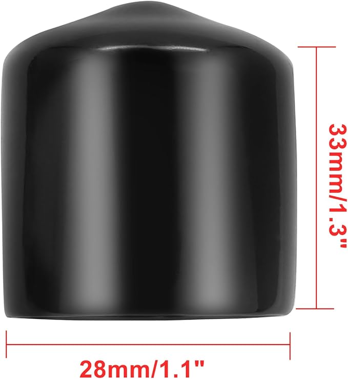 12 Pcs Round Rubber End Caps 1.1" ID Vinyl Flexible Bolt Chair Foot Covers - Image 2