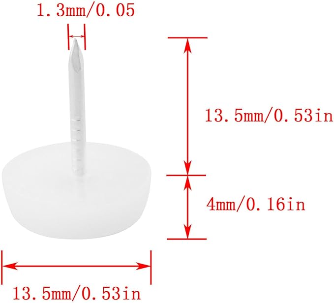 60PCS Chair Table Leg Protectors 14mm Plastic Cap Sliding Flat Nails Anti - Image 2