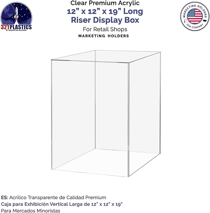 4 Pack Tall Display Box Clear Acrylic 12" x 12” x 19” No Lids Hollow Pedestal 5 - Image 5