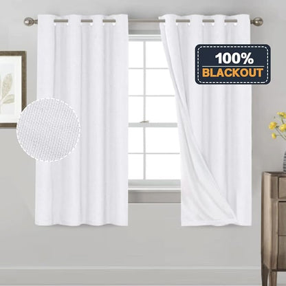 PrinceDeco Pure White Blackout Curtains 63 Inches Long Short Blackout Curtains - Image 7