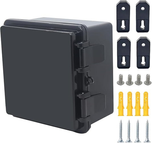 Junction Box, Hinged Black Cover IP67 Waterproof ABS Project Box by Otdorpatio