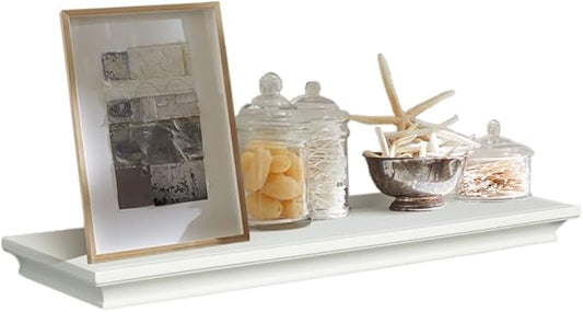 AHDECOR White Floating Shelves Wall Mounted, Deeper Wall Storage Shelf by AHDECOR