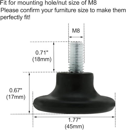 uxcell M8 x 18 x 45mm Screw on Furniture Glide Leveling Feet Floor Protector - Image 2