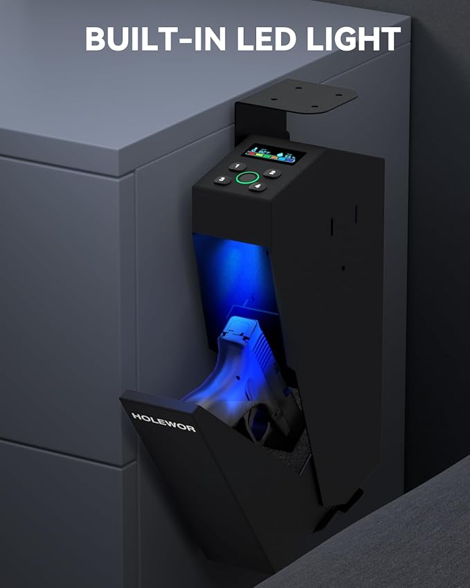 Gun Safe Biometric Pistol Safe Fingerprint Drop Down Mount Handgun Safe Under - Image 7