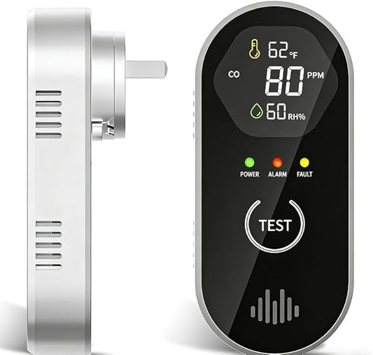 Plug-in CO Detector with LCD, 3-in-1 Monitors CO Temperature Humidity, 85dB by COCHYSCELA