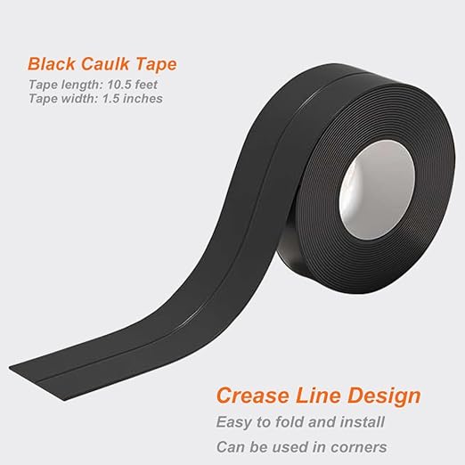 Black Waterproof Caulking Tape Self Adhesive, Tub Shower CaulkTape, Bathtub - Image 2