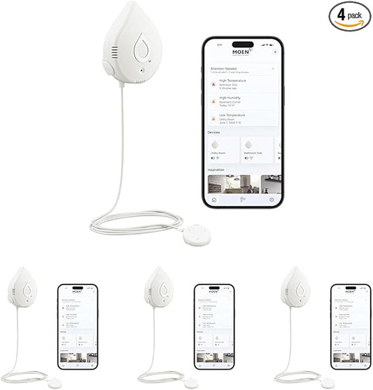Moen Flo Smart Water Leak Detector, Drip or Flood Sensor Alarm by Moen