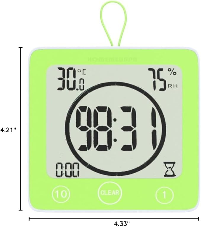 Waterproof Bathroom Wall Clock and Timer, Digital Water Resistant Hanging Timer - Image 8