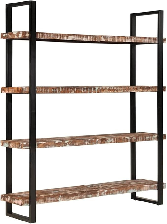4-Tier Industrial Bookshelf 70.9 Inch Tall Solid Reclaimed Wood Storage Shelf by WDGJJFECNMUEHI