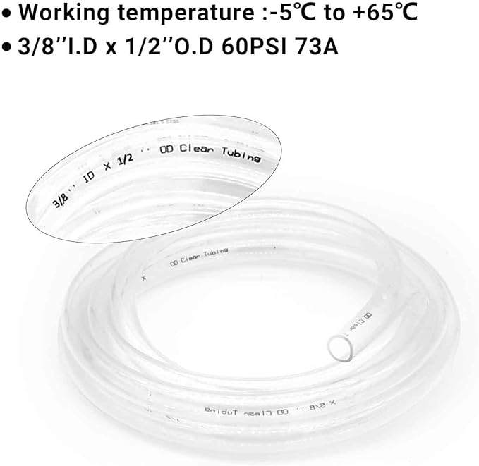 3/8’’ ID × 1/2’’ OD - 25 ft Clear Plastic Tubing BPA Free and Non-Toxic - Image 5