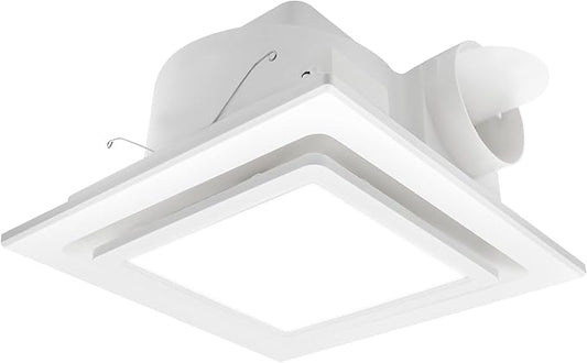 Bathroom Exhaust Fan with Light, 9.8 in Panel, 6000K 12W Square LED, 117CFM 0.7 by POWERENG