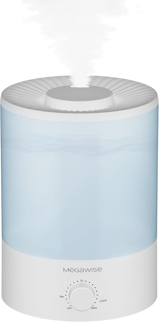 MegaWise Ultrasonic Cool Mist Humidifier | Quiet Operation, Top Fill, Auto by MEGAWISE
