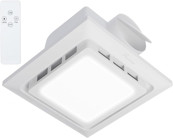10" Bathroom Exhaust Fan with Light, 110 CFM Powerful 1.0 Sone Quiet Vent Fan by FocusonKitchenBathroom