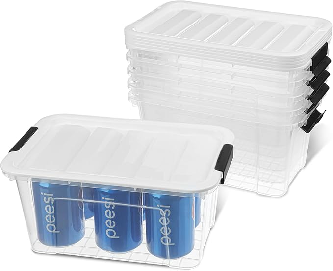 Plastic Storage Bins with Lids 6 Pack, 7 Quart Storage Containers with Black - Image 7
