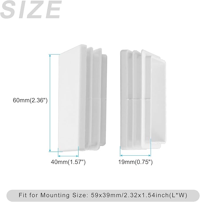 METALLIXITY Rectangle End Caps 4Pcs, Plastic Rectangle Tube Inserts Threaded - Image 2