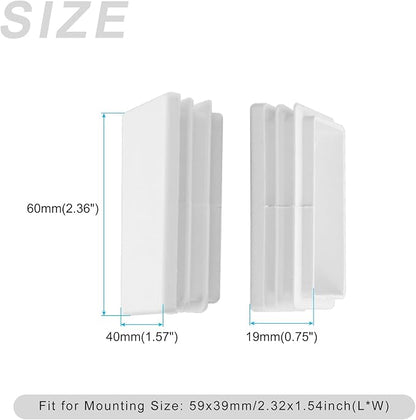 METALLIXITY Rectangle End Caps 4Pcs, Plastic Rectangle Tube Inserts Threaded - Image 2