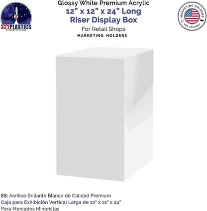 Marketing Holders Acrylic Display Riser Box White Acrylic Pillar 12" x 12” x - Image 5