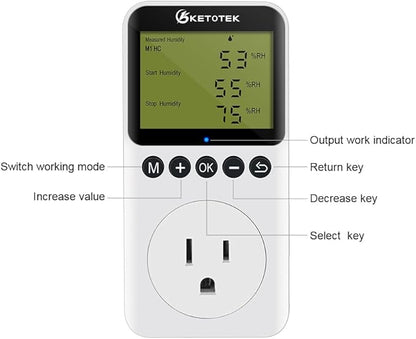 Digital Humidity Controller Outlet Plug 120v 15A Humidistat Countdown Control - Image 3