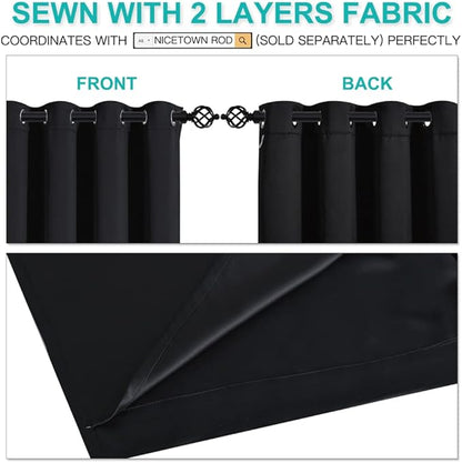 NICETOWN 100% Blackout Curtains 45 inches Length, 2 Thick Layers Completely - Image 5