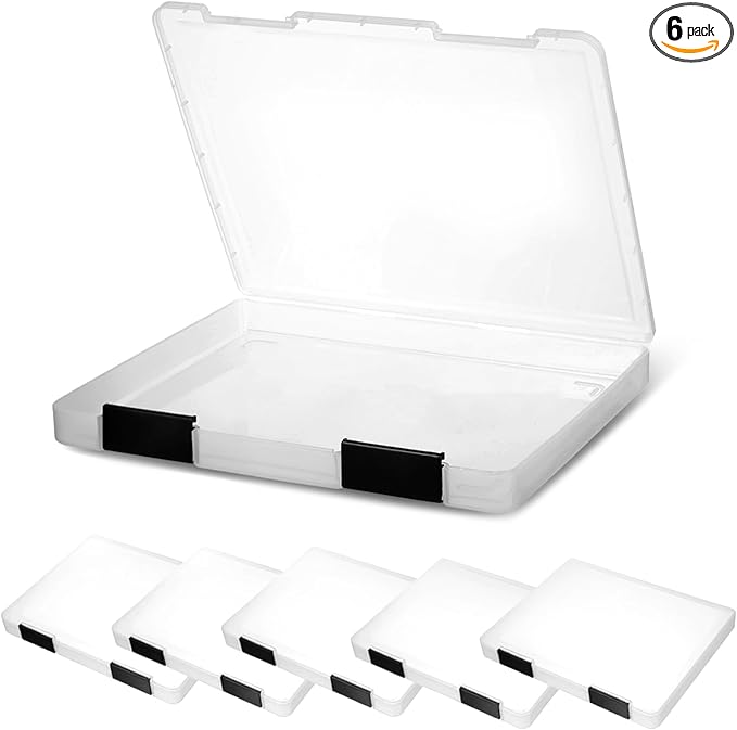 6 Pcs Clear A4 File Box Document Plastic Storage Box Paper Plastic Case Board by Unknown