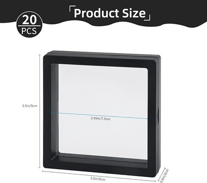 20 Pcs Black 3D Floating Display Case 3.5 x3.5X 0.8 inch, Challenge Coin Display - Image 2