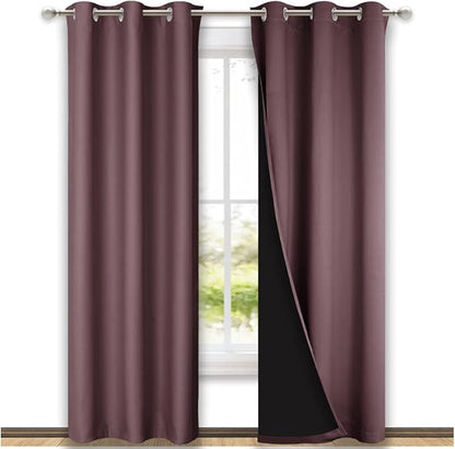 NICETOWN Dry Rose Blackout Curtains 84 inches Long, Full Light Blocking Drapes by NICETOWN