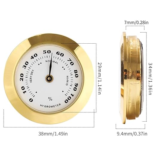 Gold Upgraded Hygrometer Humidity Meter Mini 38mm Round Glass Analog Hygrometer - Image 2