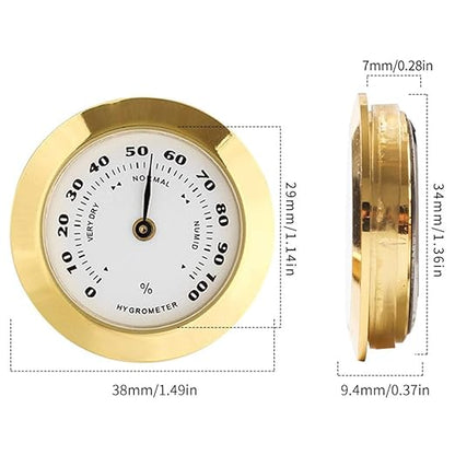 Golden Upgraded Hygrometer Humidity Meter Mini 38mm Round Glass Analog - Image 2