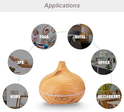 Wood Grain Aroma Diffuser 300 ml Light Yellow, Essential Oils, Ultrasonic Cool - Image 4