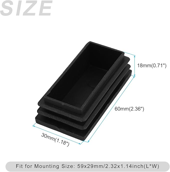 METALLIXITY Rectangle End Caps 24Pcs, Plastic Rectangle Tube Inserts Threaded - Image 2
