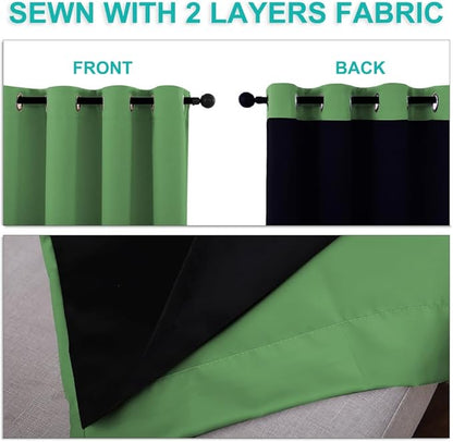 NICETOWN 100% Blackout Curtains 45 inches Long, Forest Green, 1 Pair, 42 inches - Image 5