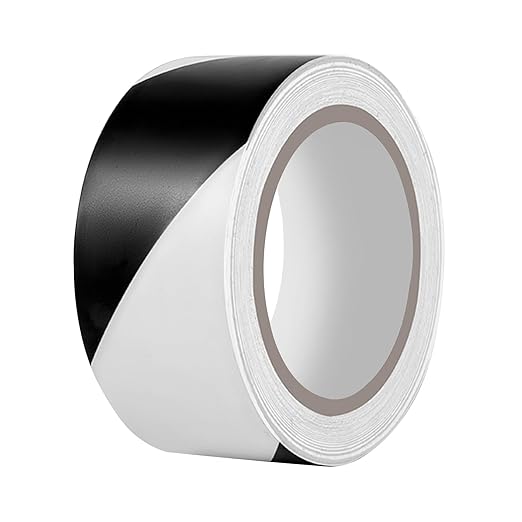 Hazard Tape - 2 Inch x 108 Feet Black & White Ultra-Adhesive Safety Stripe Tape by YEEGRAOU