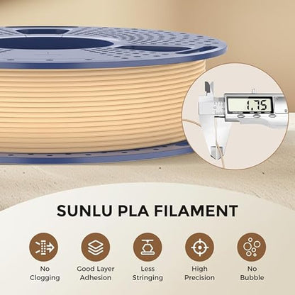 Real Wood Fiber PLA Filament 1.75mm Light Brown Color, Natural Matte Texture - Image 4