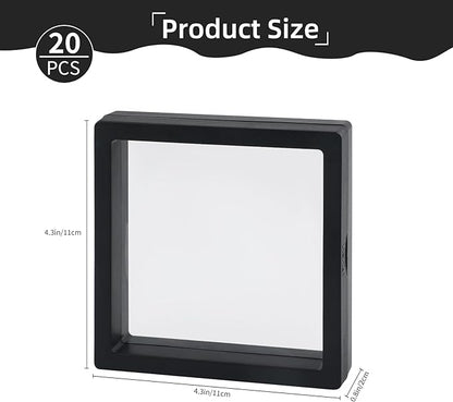 20 Pcs Black 3D Floating Display Case 4.3 x 4.3 x 0.8 inch, Nail Display Cases - Image 2