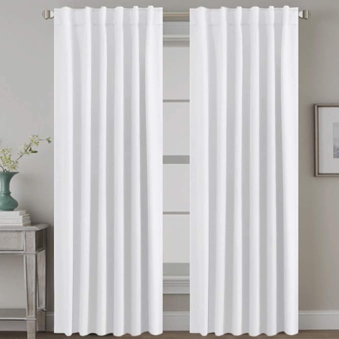 H.VERSAILTEX Back Tab White Curtains 102 Inch Long by HVERSAILTEX